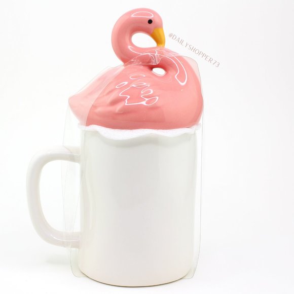 Rae Dunn "Flocking Fabulous" Flamingo Topper Ceramic Mug - Picture 3 of 4